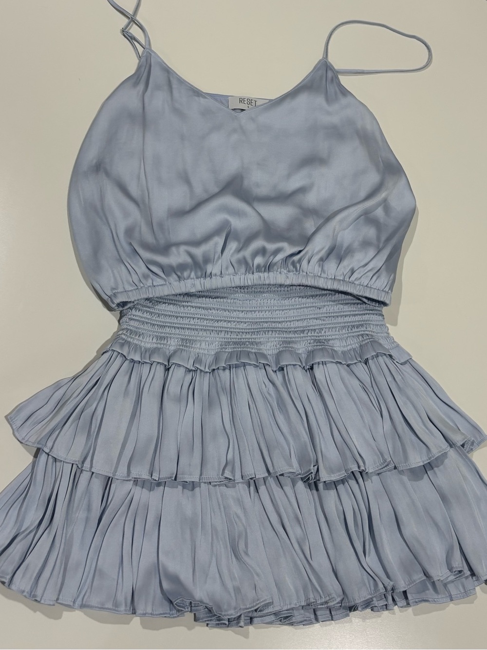 Light Blue Tiered Ruffle Cami Top and Skirt Set
